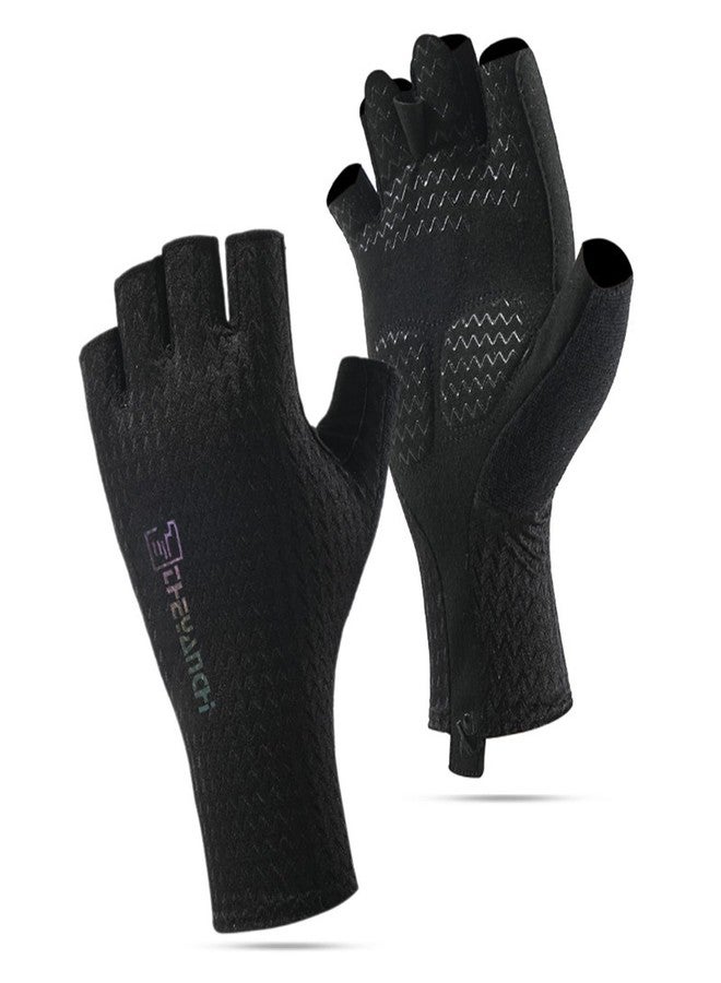 DUFFOBAN Cycling Gloves Breathable & Quick-Drying Bike Gloves for Men & Women, UV Sun Protection, Lightweight for Mountain Biking, Running, Gym, Outdoor Sports, Black, M - Image 1